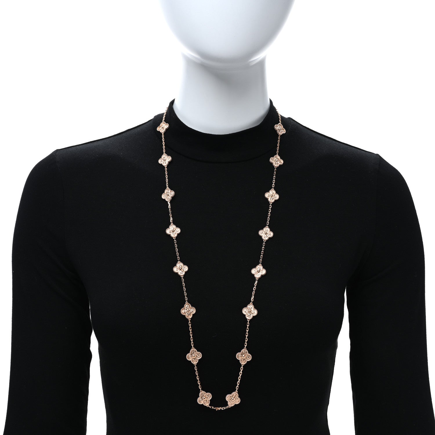 Van Cleef & Arpels 18K Rose Gold 20 Motifs Vintage Alhambra Necklace 3 of 5