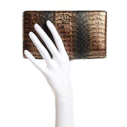 Chanel Python Yen Wallet Black Gold 2 of 9