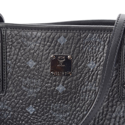 MCM Visetos Medium Anya Zip Top Shopper Tote Black 8 of 12