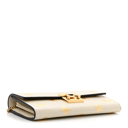 Gucci Grained Calfskin Bee Star Continental Chain Wallet White 4 of 11