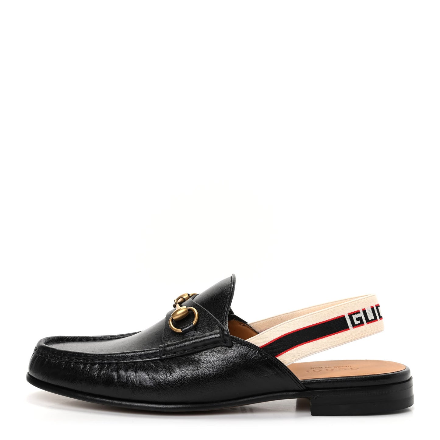 Goatskin Stripe Mens Horsebit Slingback Slippers 10.5 Black