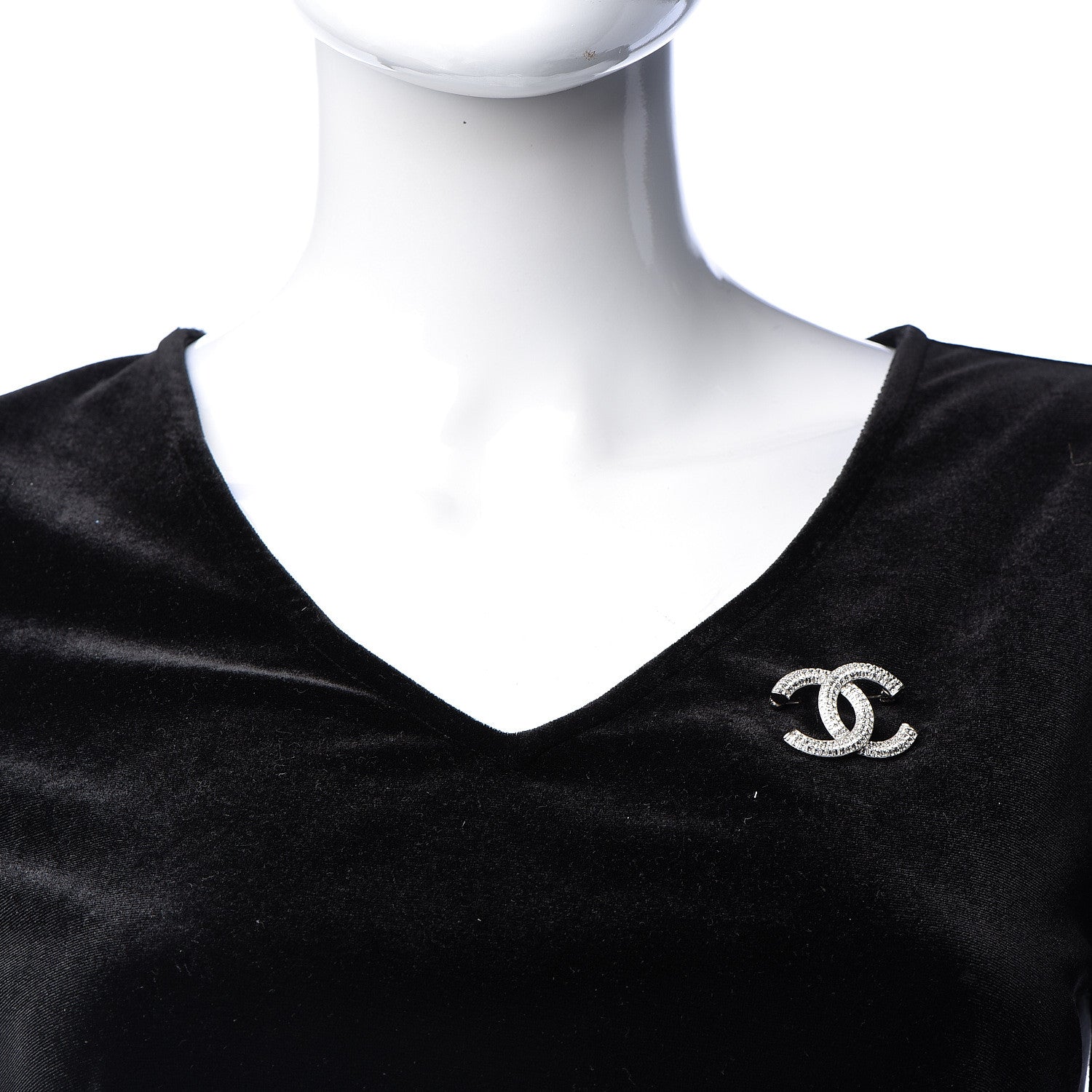 Chanel Baguette Crystal CC Brooch Silver 2 of 5