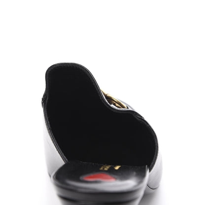 Gucci Malaga Kid Horsebit Princetown Mid Heel Mules 38 Black 8 of 9