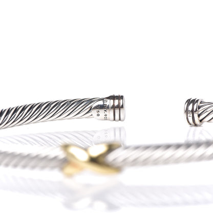 David Yurman Sterling Silver 18K Yellow Gold 4mm X Station Cable Bracelet 5 of 7