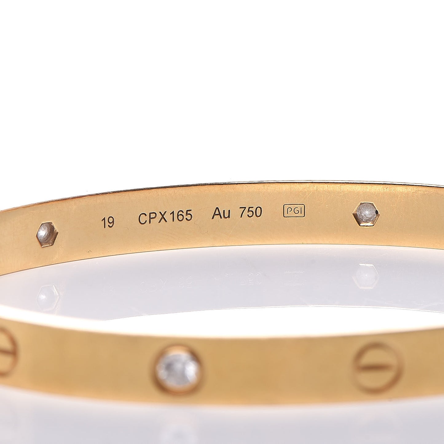 18K Yellow Gold 4 Diamond LOVE Bracelet 19