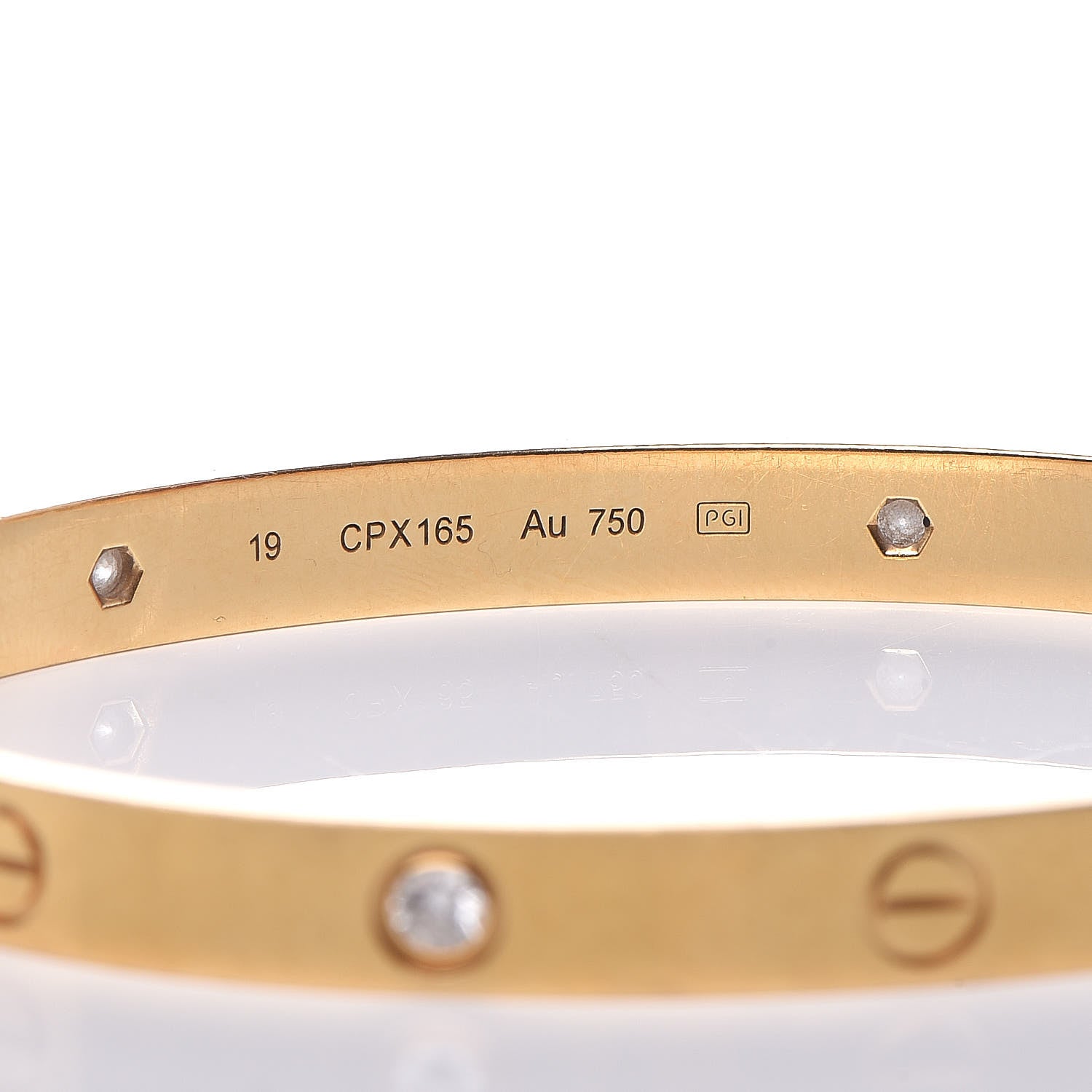 Cartier 18K Yellow Gold 4 Diamond LOVE Bracelet 19 4 of 6