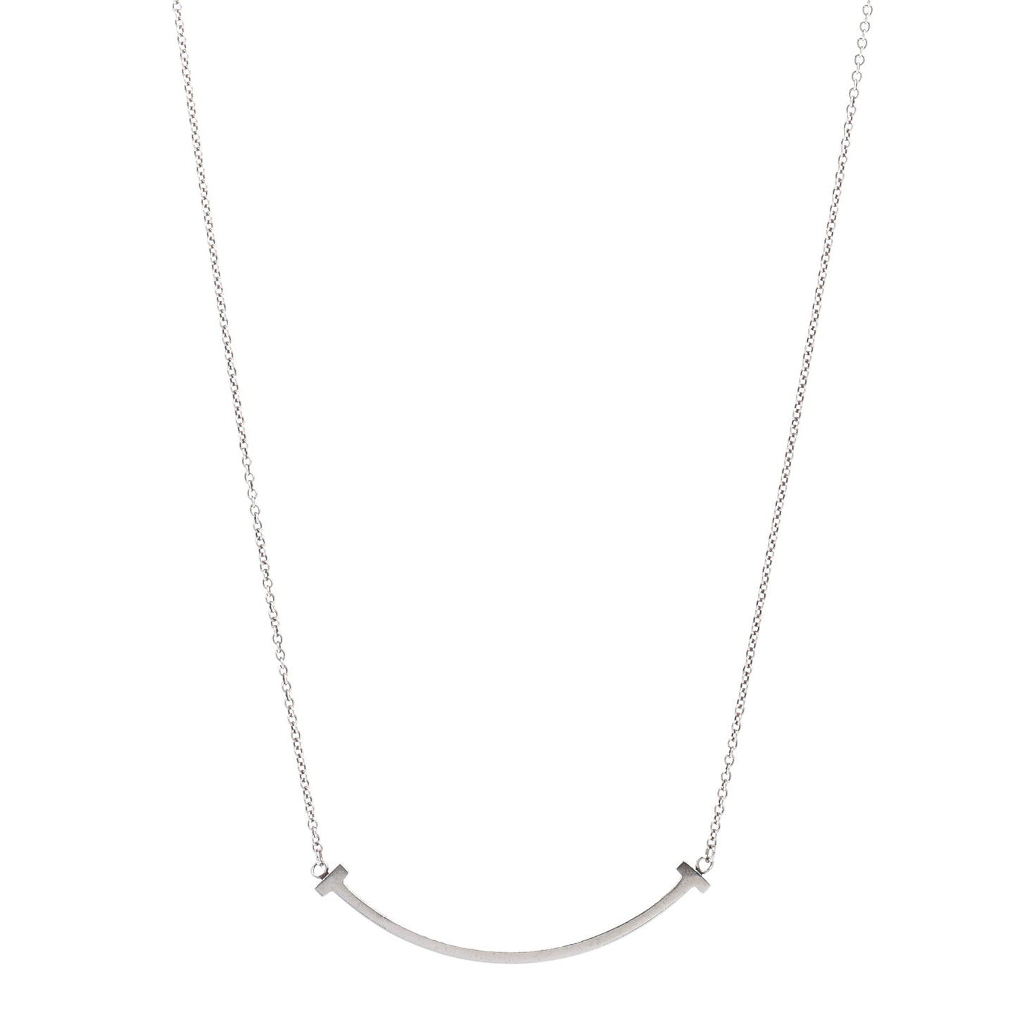 Sterling Silver Small T Smile Pendant Necklace