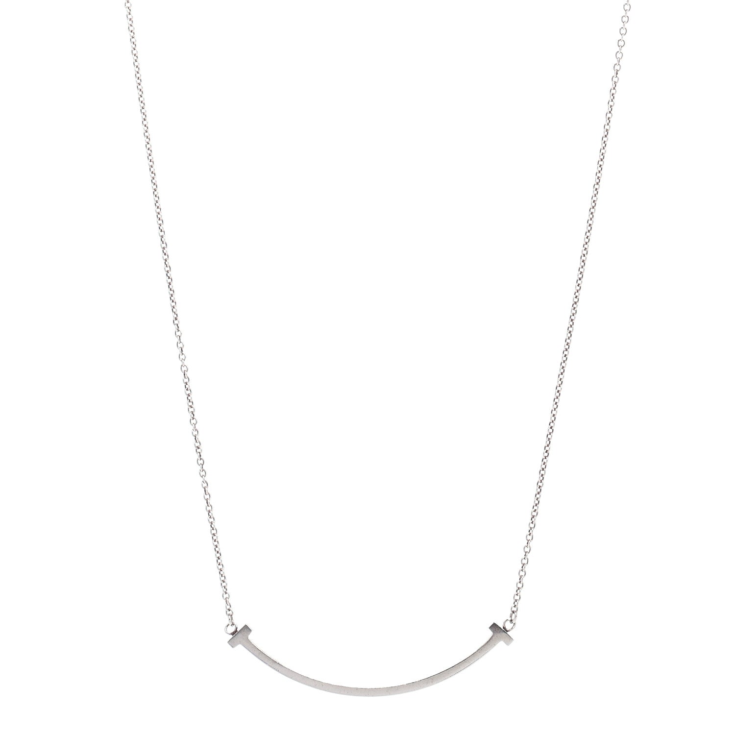 Tiffany Sterling Silver Small T Smile Pendant Necklace 1 of 4