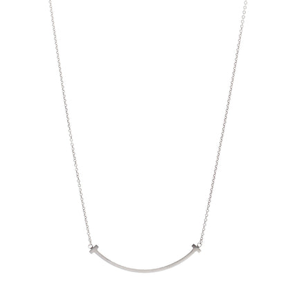 Tiffany Sterling Silver Small T Smile Pendant Necklace 1 of 4