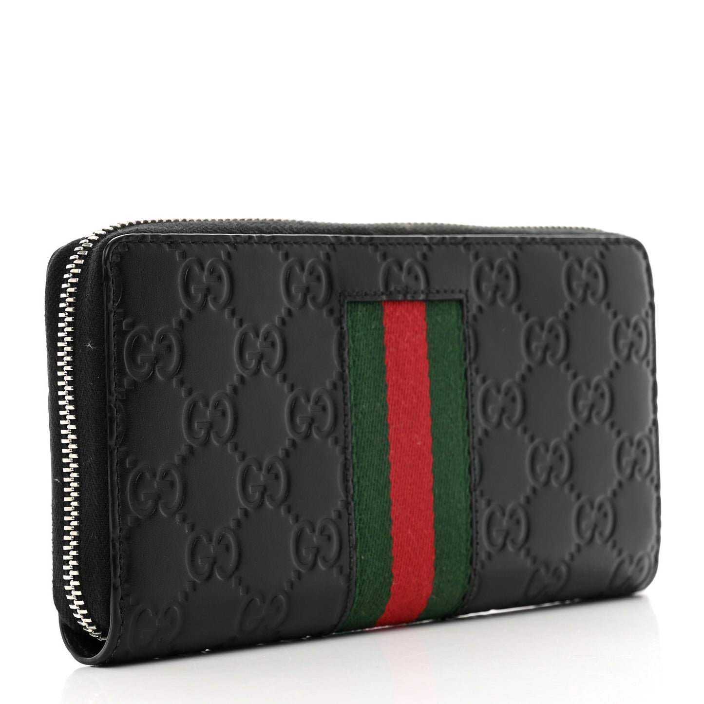 Guccissima Web Zip Around Wallet Black