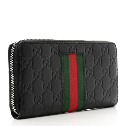 Gucci Guccissima Web Zip Around Wallet Black 3 of 7