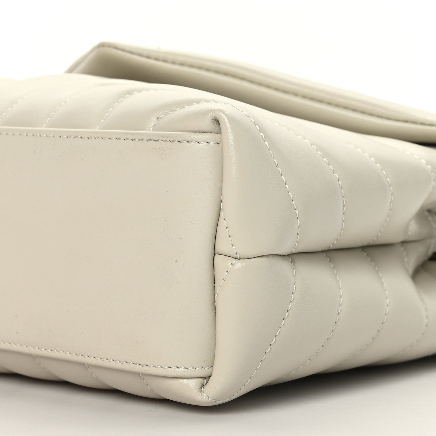 Saint Laurent Calfskin Y Quilted Monogram Small Loulou Chain Satchel Blanc Vintage 9 of 9
