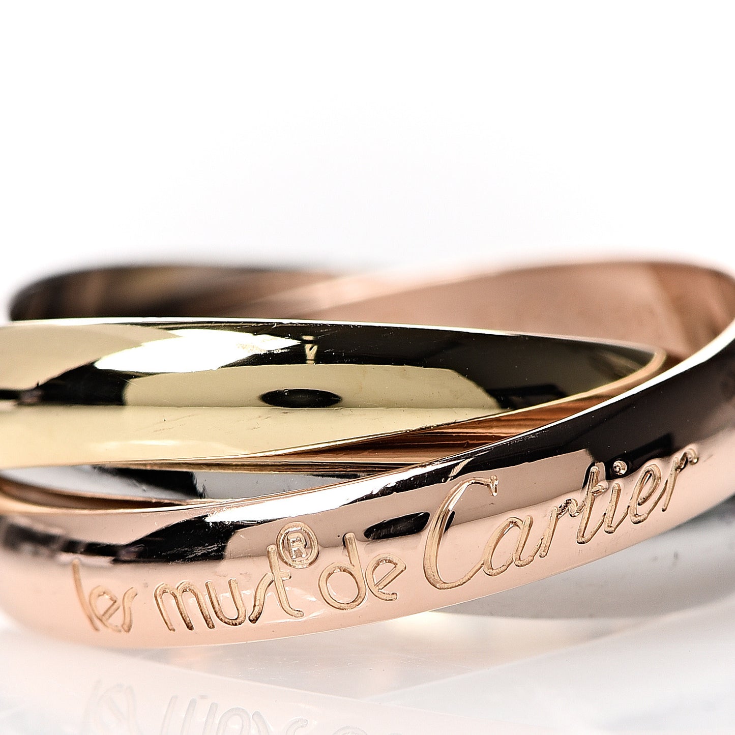 18K Pink Yellow White Gold Classic Les Must De Trinity Ring 53 6.25
