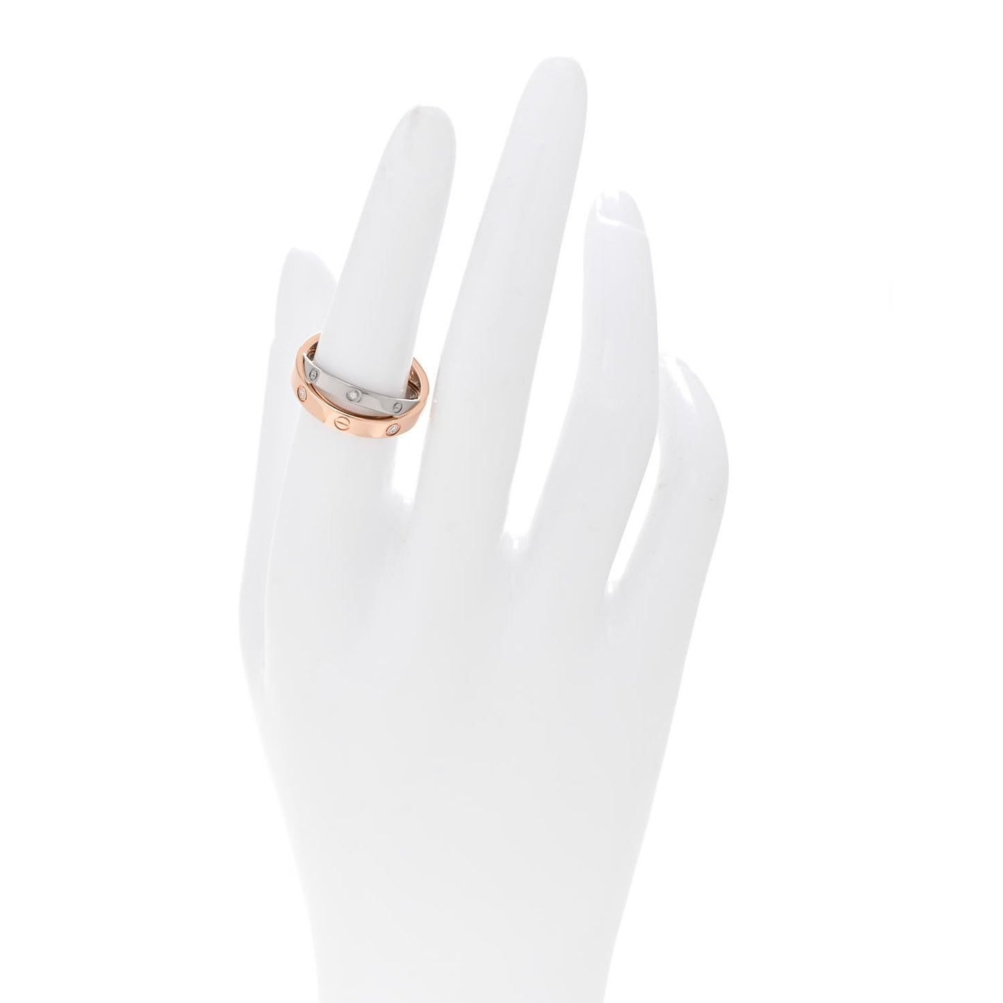 18K Pink White Gold 6 Diamond LOVE Ring 52 6