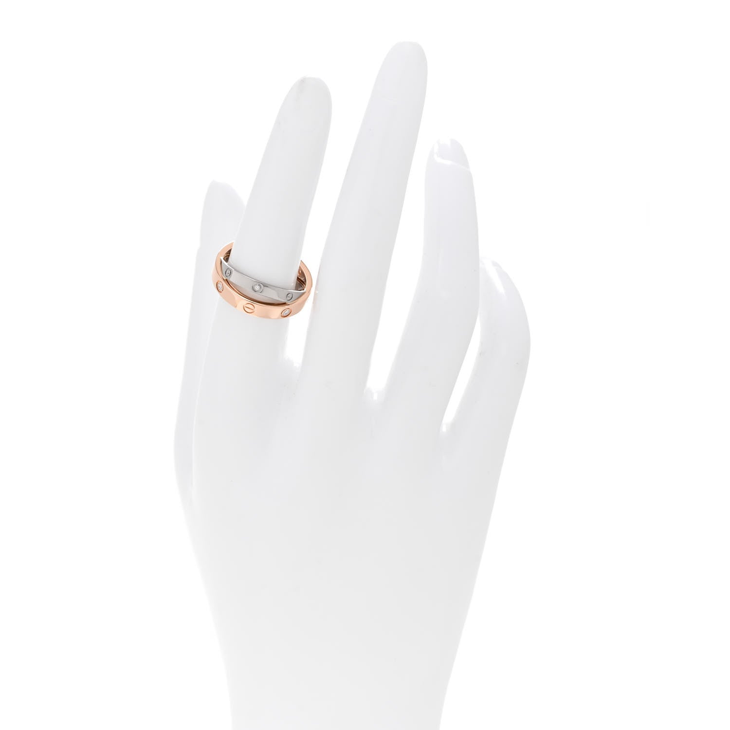 Cartier 18K Pink White Gold 6 Diamond LOVE Ring 52 6 2 of 5
