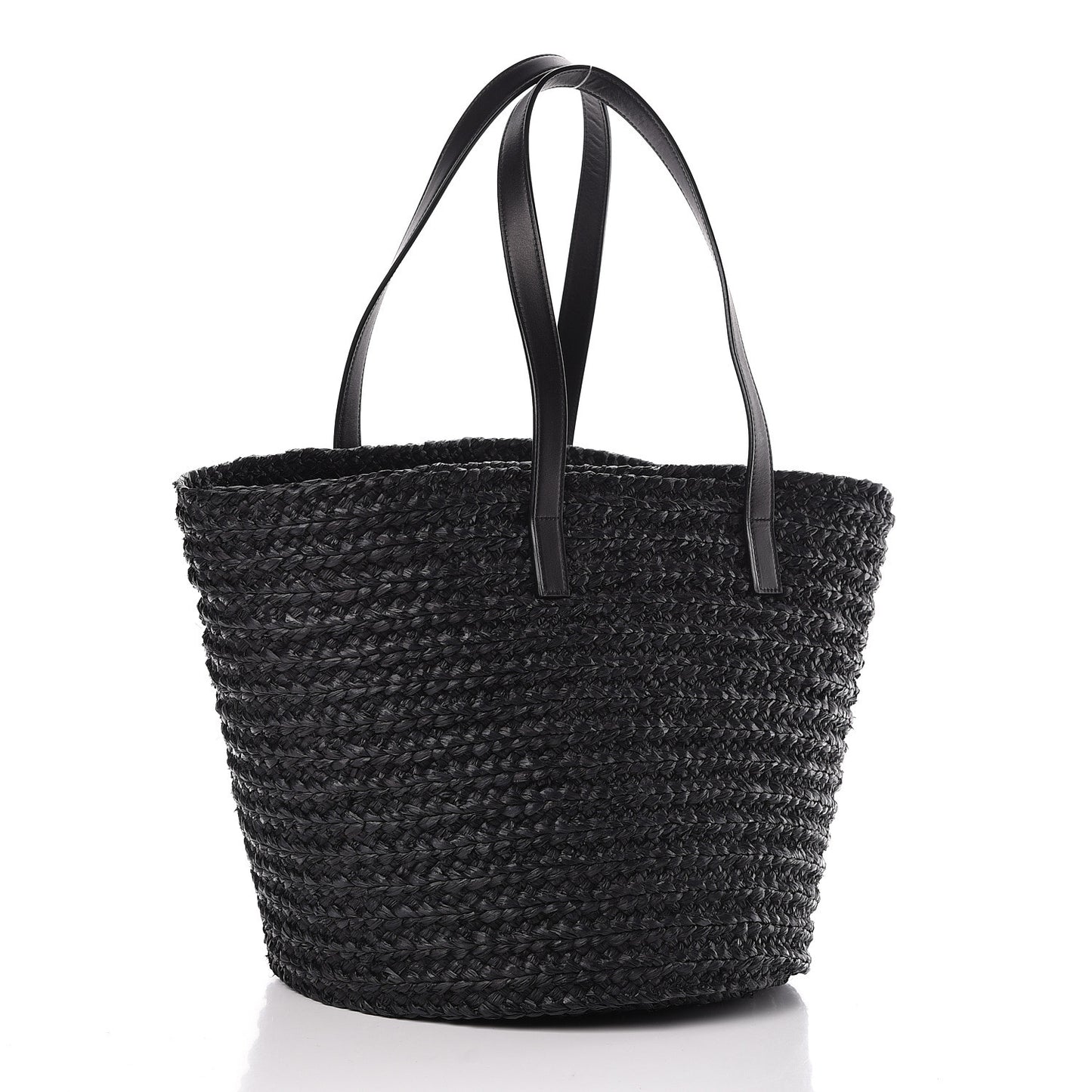 Raffia Medium Panier Bag Black
