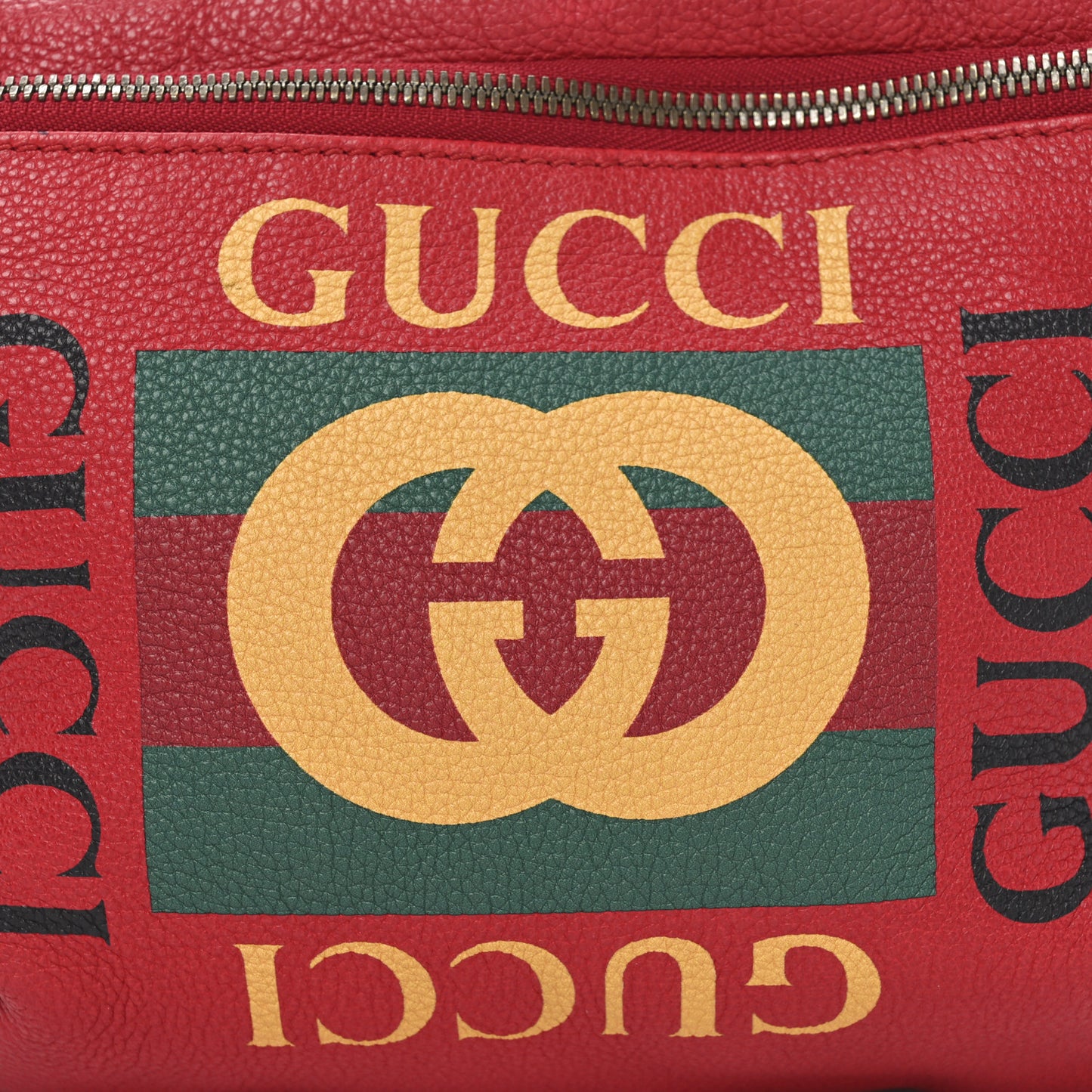 Grained Calfskin Logo Belt Bag Hibiscus Red