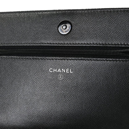 Chanel Caviar Quilted Boy Wallet On Chain WOC So Black 8 of 13