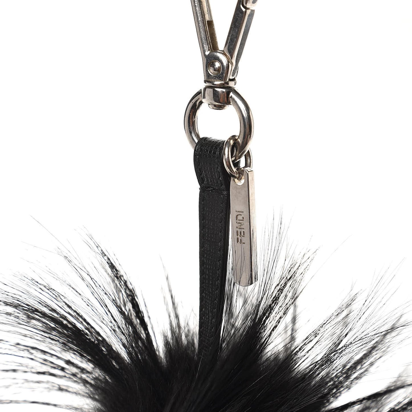 Vitello Elite Fox Fur Fusto Monster Bag Bug Charm Black Yellow