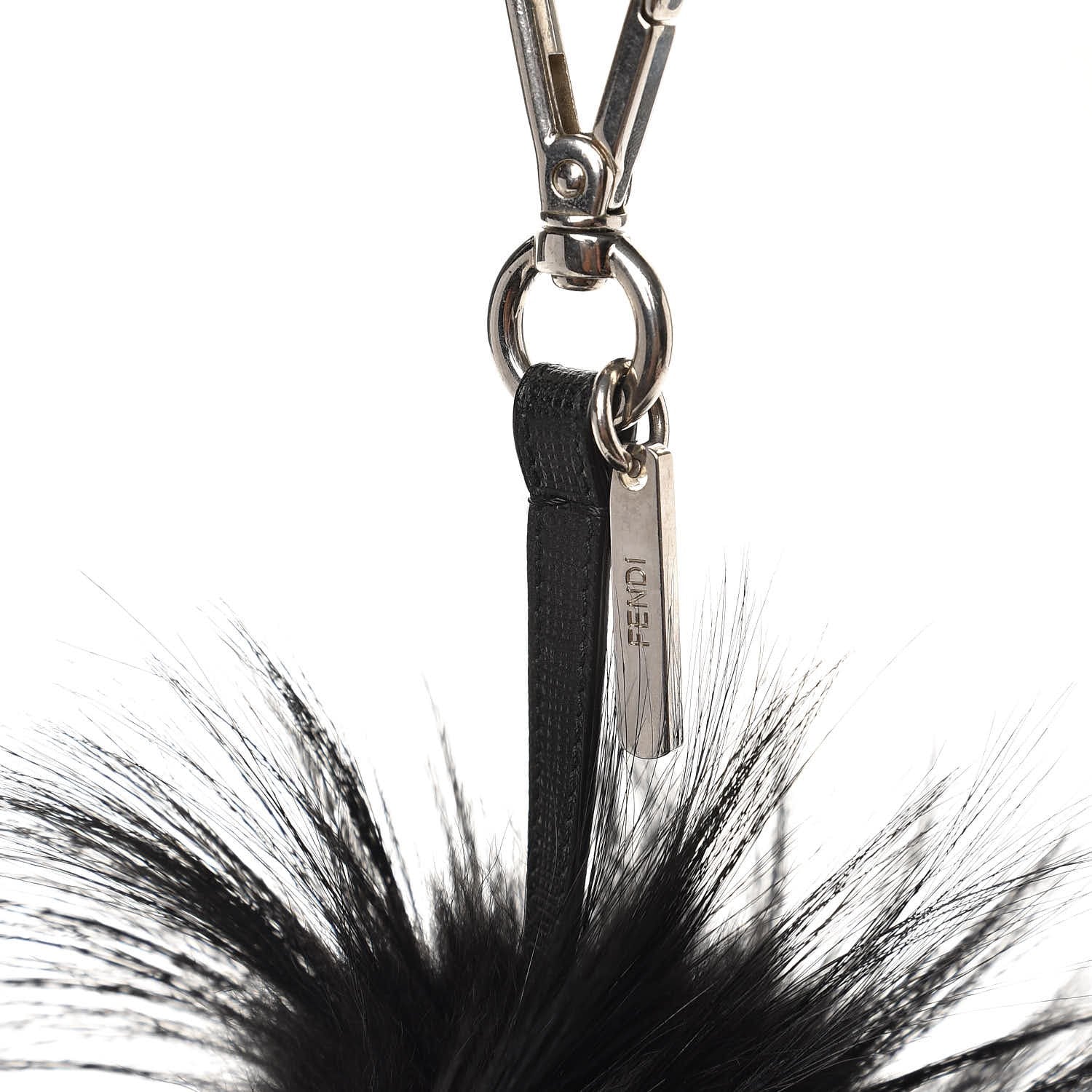 Fendi Vitello Elite Fox Fur Fusto Monster Bag Bug Charm Black Yellow 3 of 4