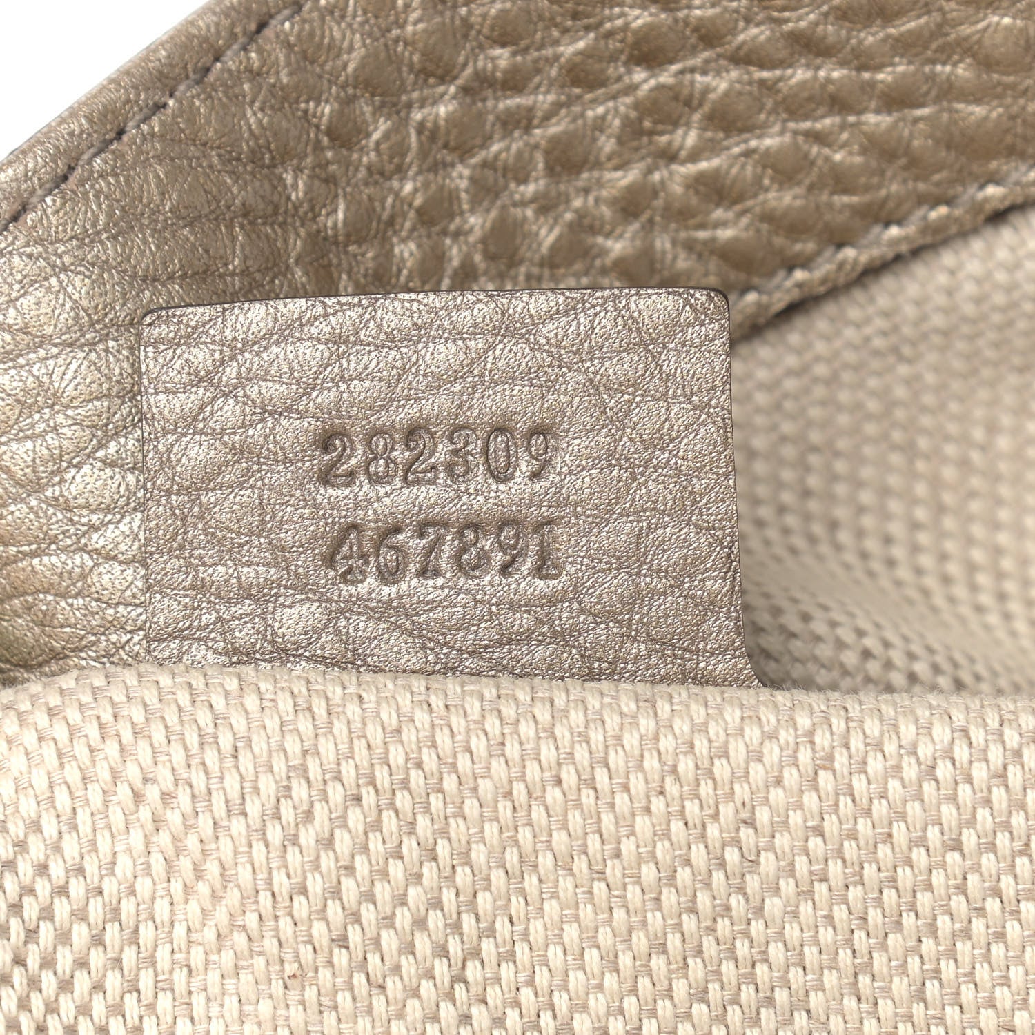 Gucci Metallic Pebbled Calfskin Large Soho Chain Shoulder Bag Golden Beige 6 of 16