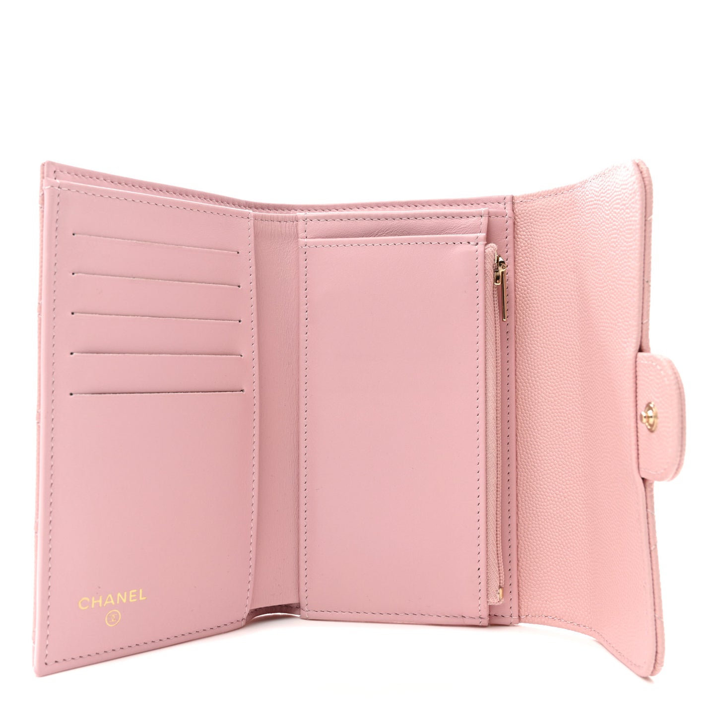Caviar Quilted Medium Flap Wallet Light Pink