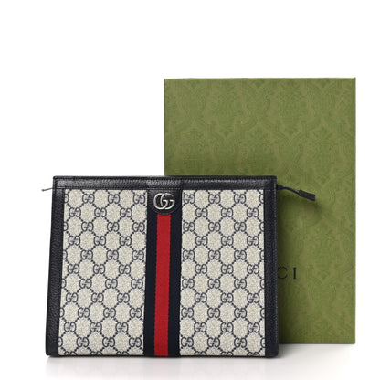 Gucci GG Supreme Monogram Web Ophidia Pouch Beige Blue 13 of 13