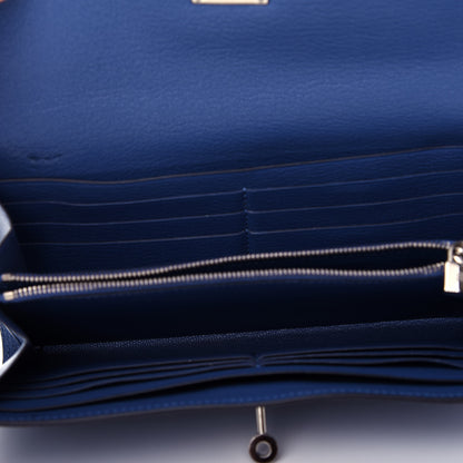 Hermes Chevre Mysore Kelly Longue Wallet Bleu Brighton 5 of 7
