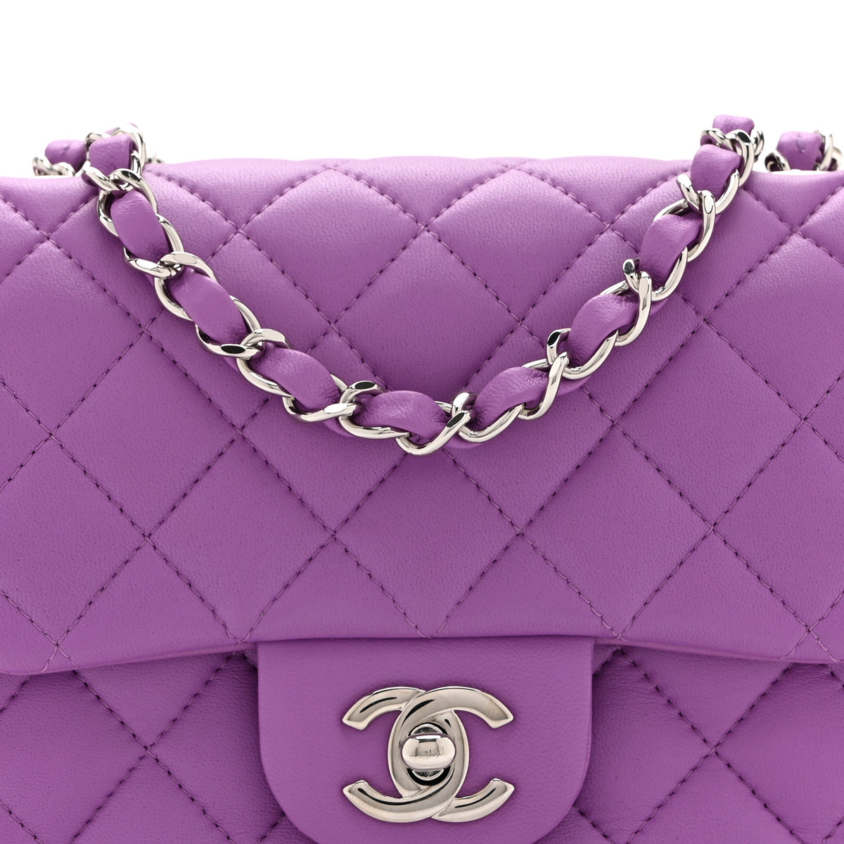 Chanel Lambskin Quilted Mini Square Flap Purple 8 of 10