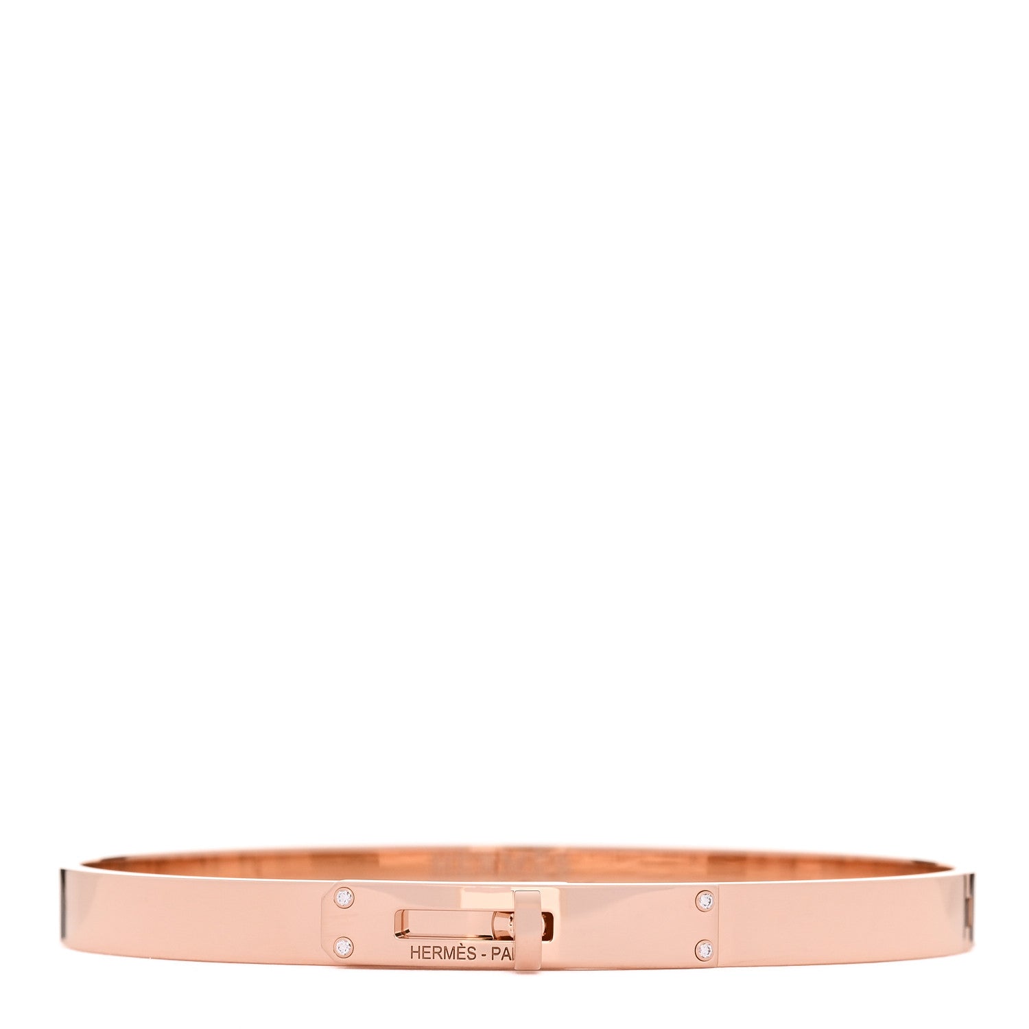 Hermes 18K Rose Gold Diamond PM Kelly Bracelet LG 1 of 4