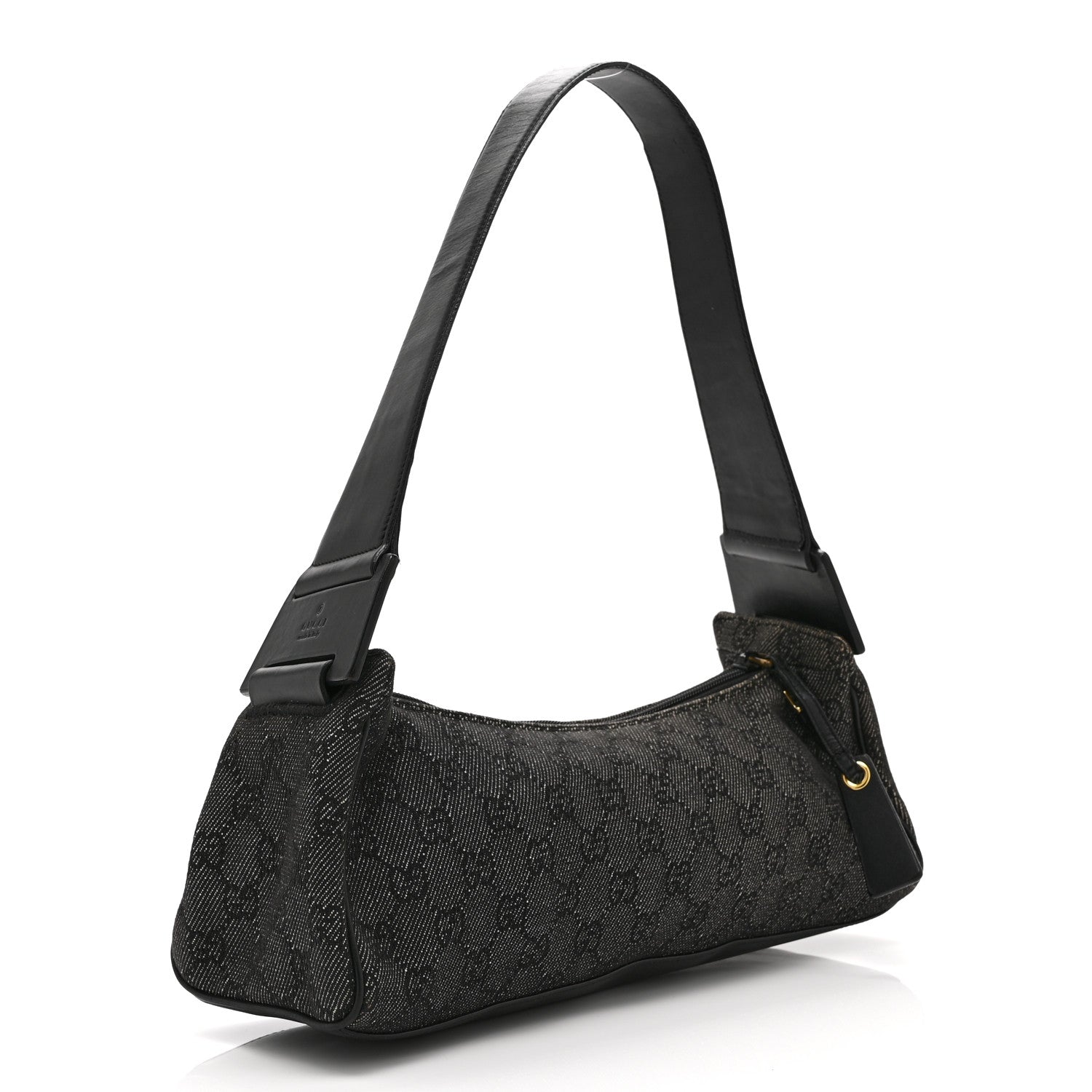 Gucci Denim Monogram GG Signature Shoulder Bag Black 3 of 10