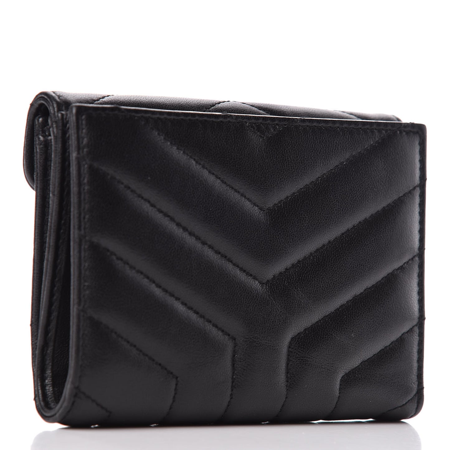 Lambskin Y Quilted Monogram Compact Loulou Wallet Black