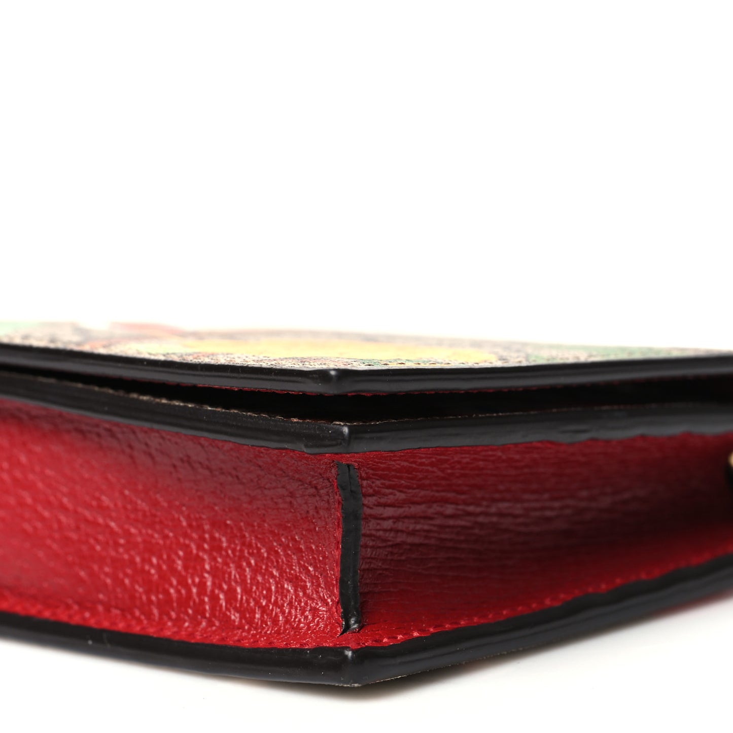 GG Supreme Monogram Tian Chain Wallet Beige Multicolor Red