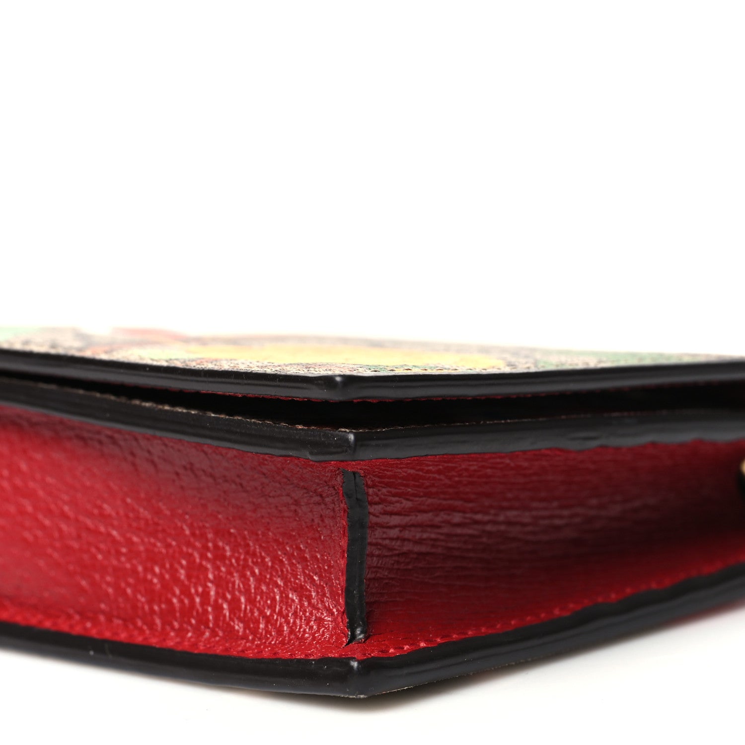 Gucci GG Supreme Monogram Tian Chain Wallet Beige Multicolor Red 9 of 9