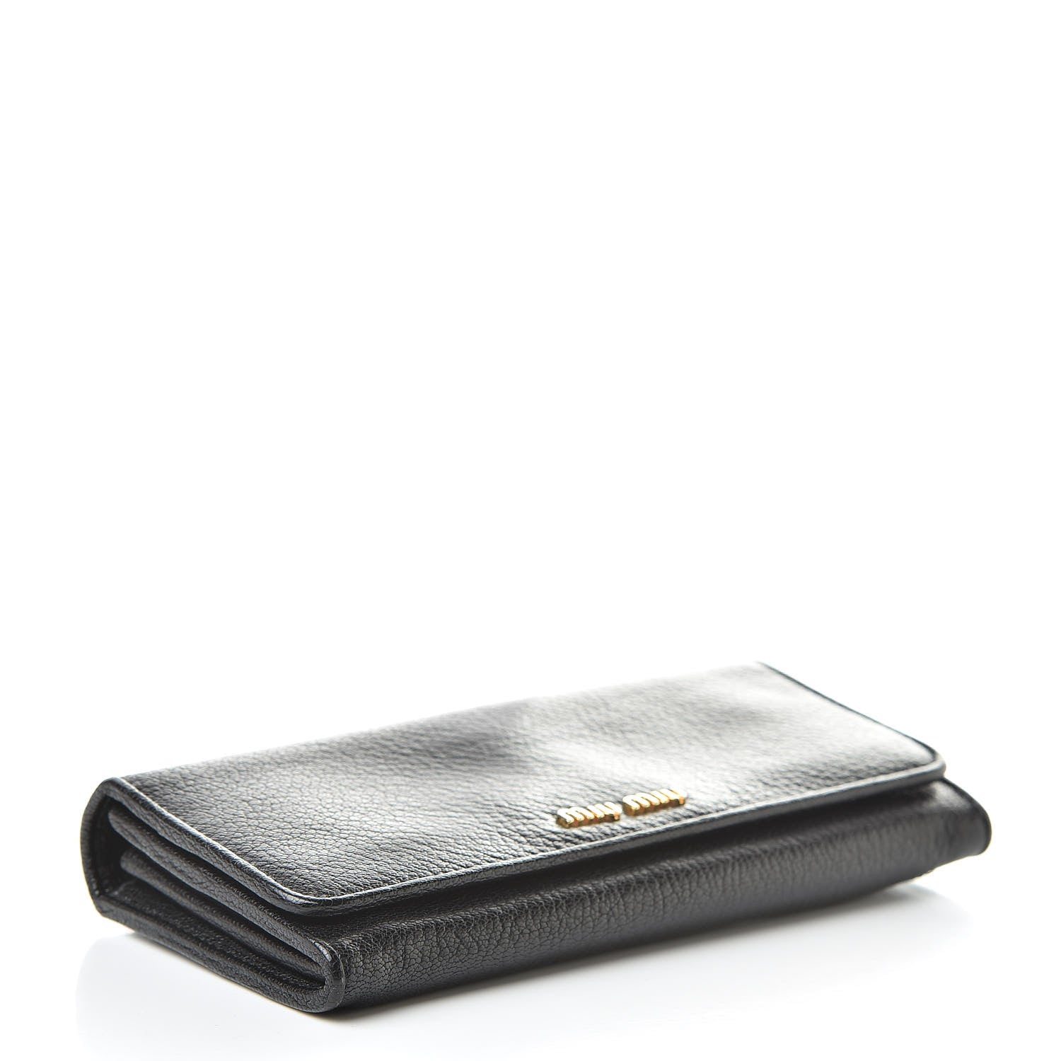 Miu Miu Goatskin Madras Flap Wallet Black 4 of 12