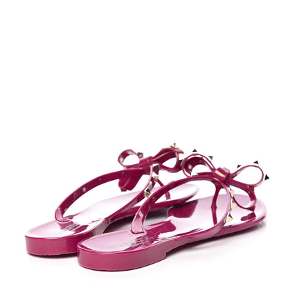 Valentino Garavani PVC Jelly Rockstud Bow Thong Sandals 41 Deep Cyclamin 4 of 8