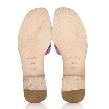 Hermes Ostrich Oran Sandals 38.5 Violet 5 of 9