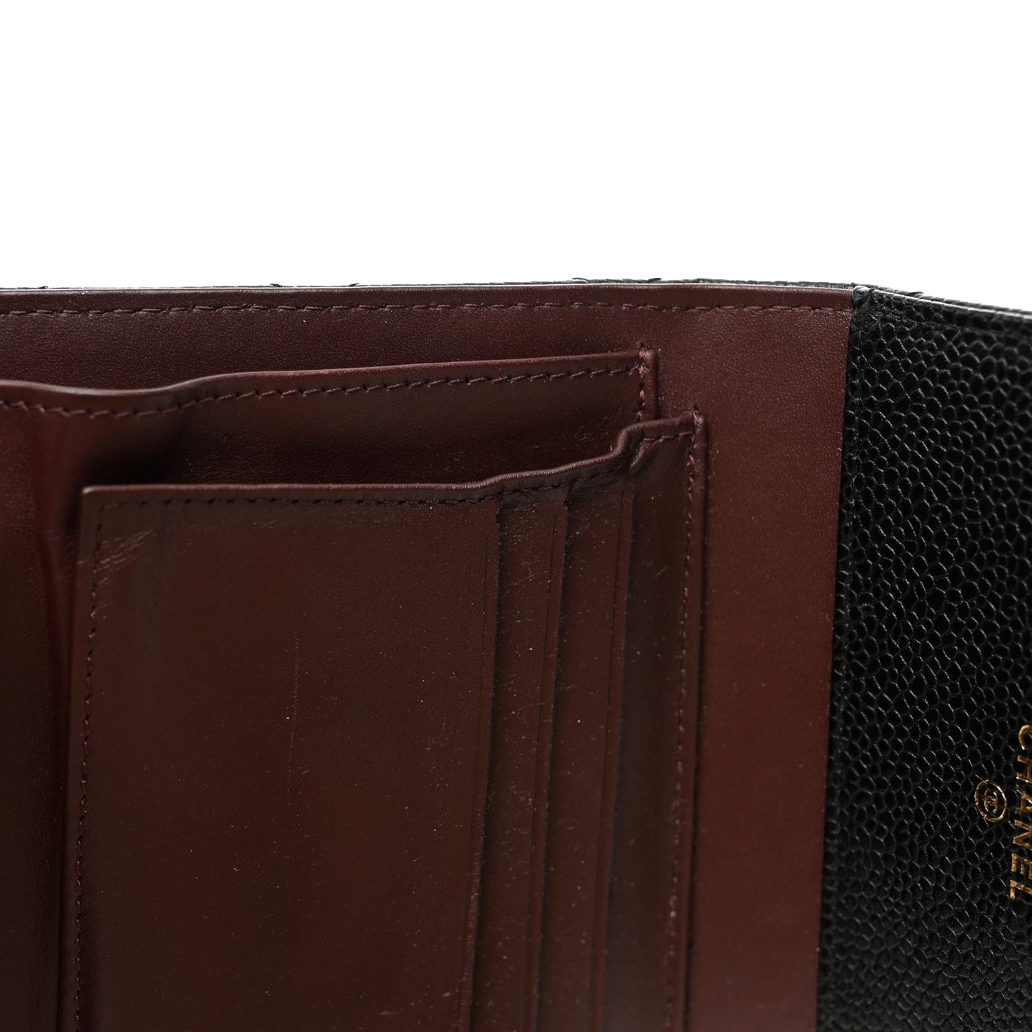 Caviar Quilted Compact Flap Wallet Black