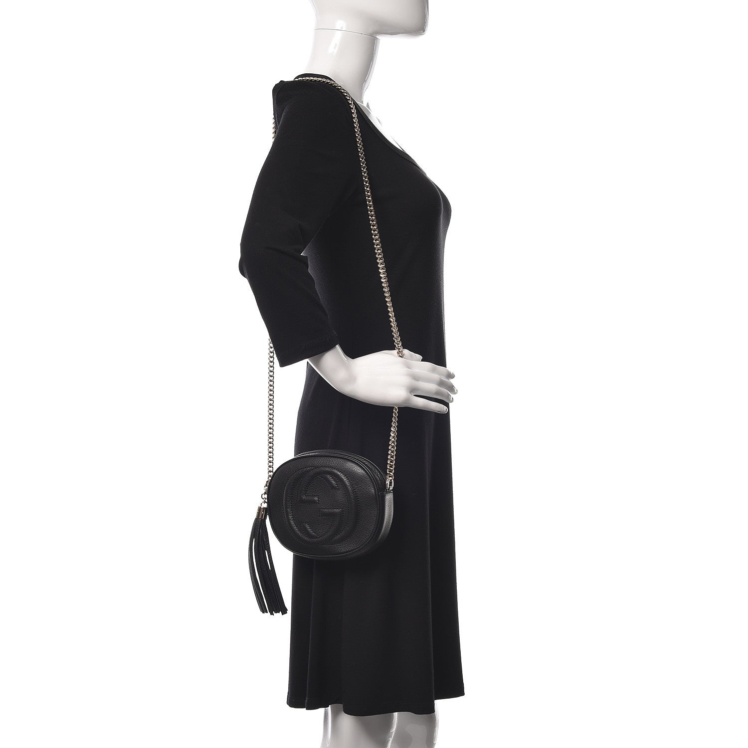 Gucci Pebbled Calfskin Mini Soho Chain Bag Black 2 of 9