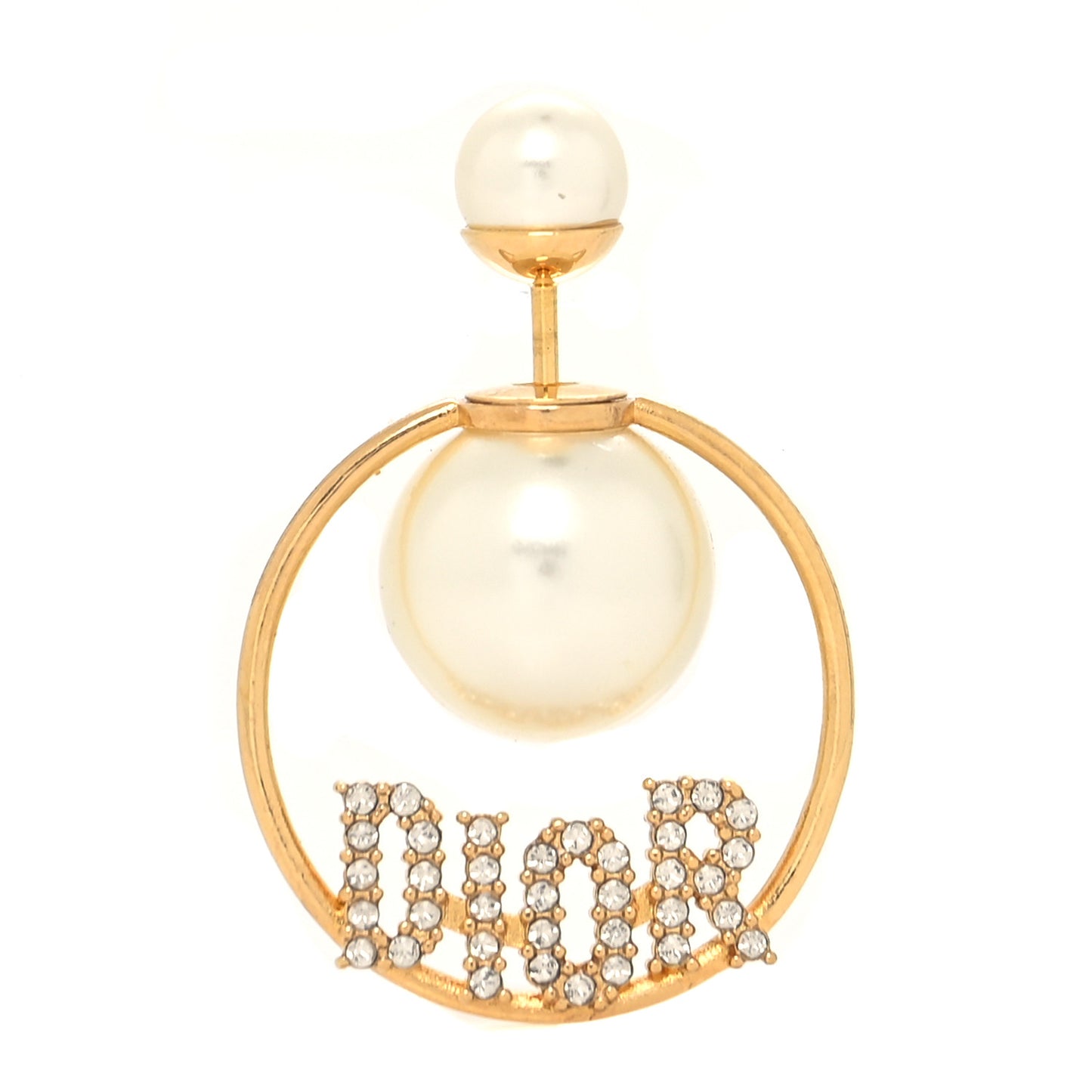 Pearl Crystal Logo Tribales Earring Gold