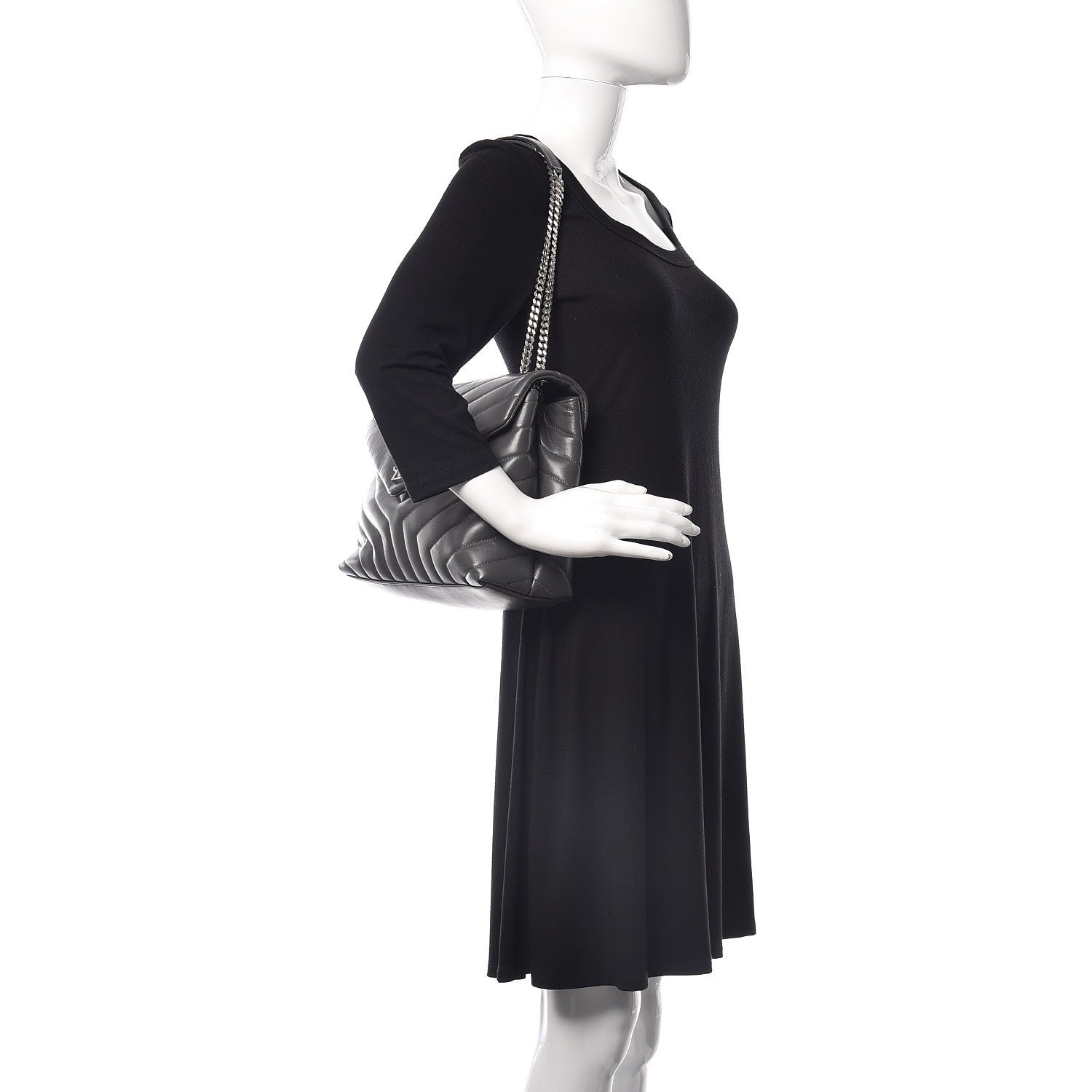 Saint Laurent Calfskin Y Quilted Monogram Medium Loulou Chain Satchel Asphalt 2 of 9