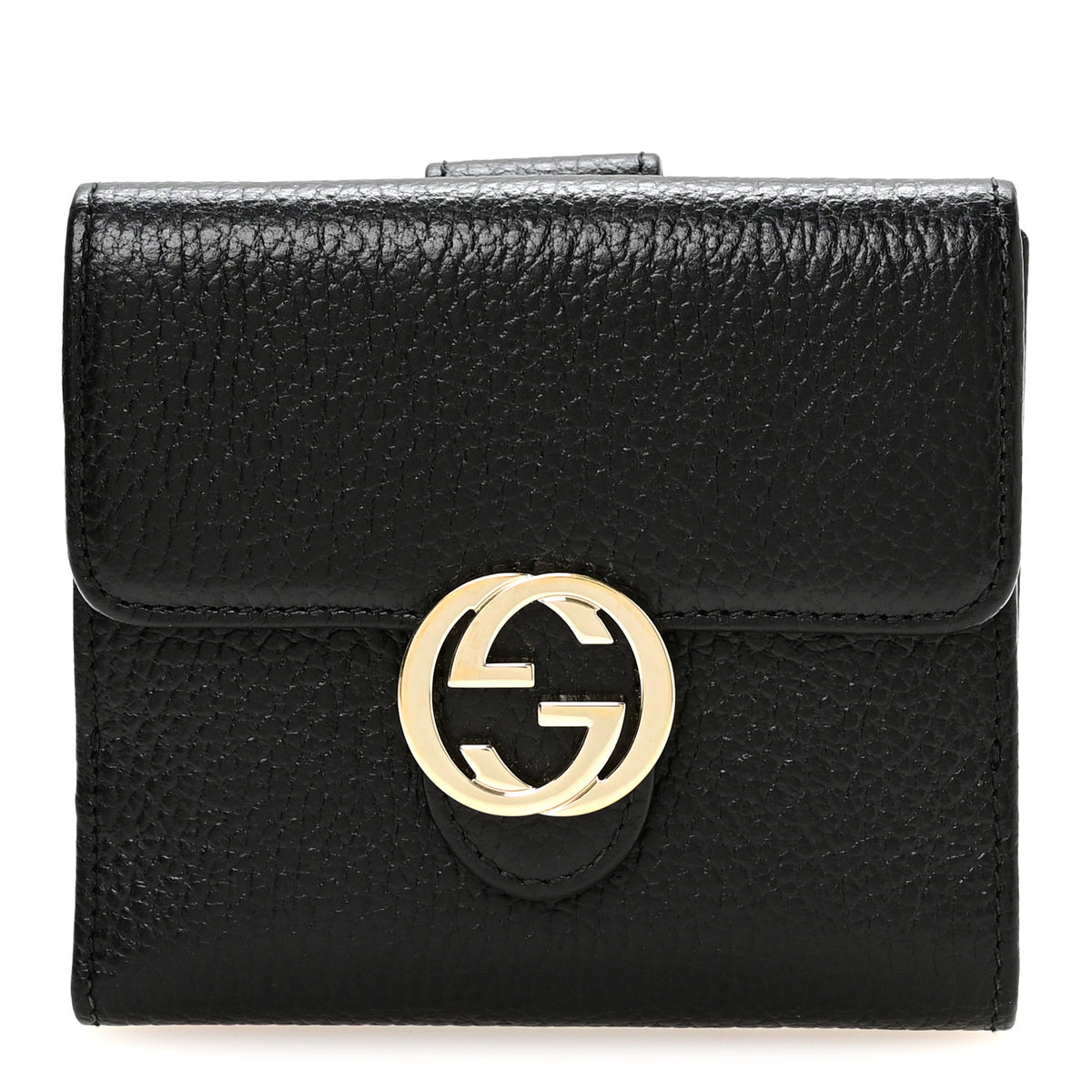 Dollar Calfskin Interlocking G French Wallet Black