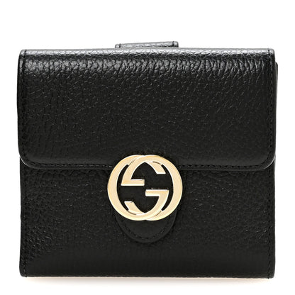 Gucci Dollar Calfskin Interlocking G French Wallet Black 1 of 7