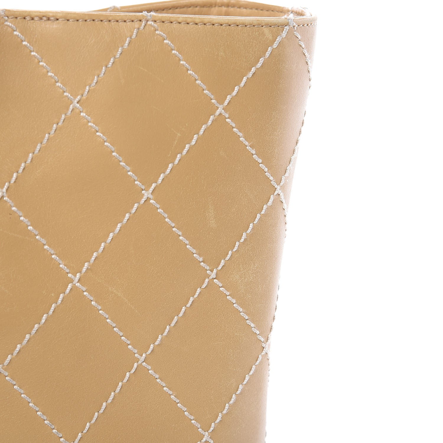 Chanel Calfskin Contrast Stitch Surpique Tote Beige 14 of 22