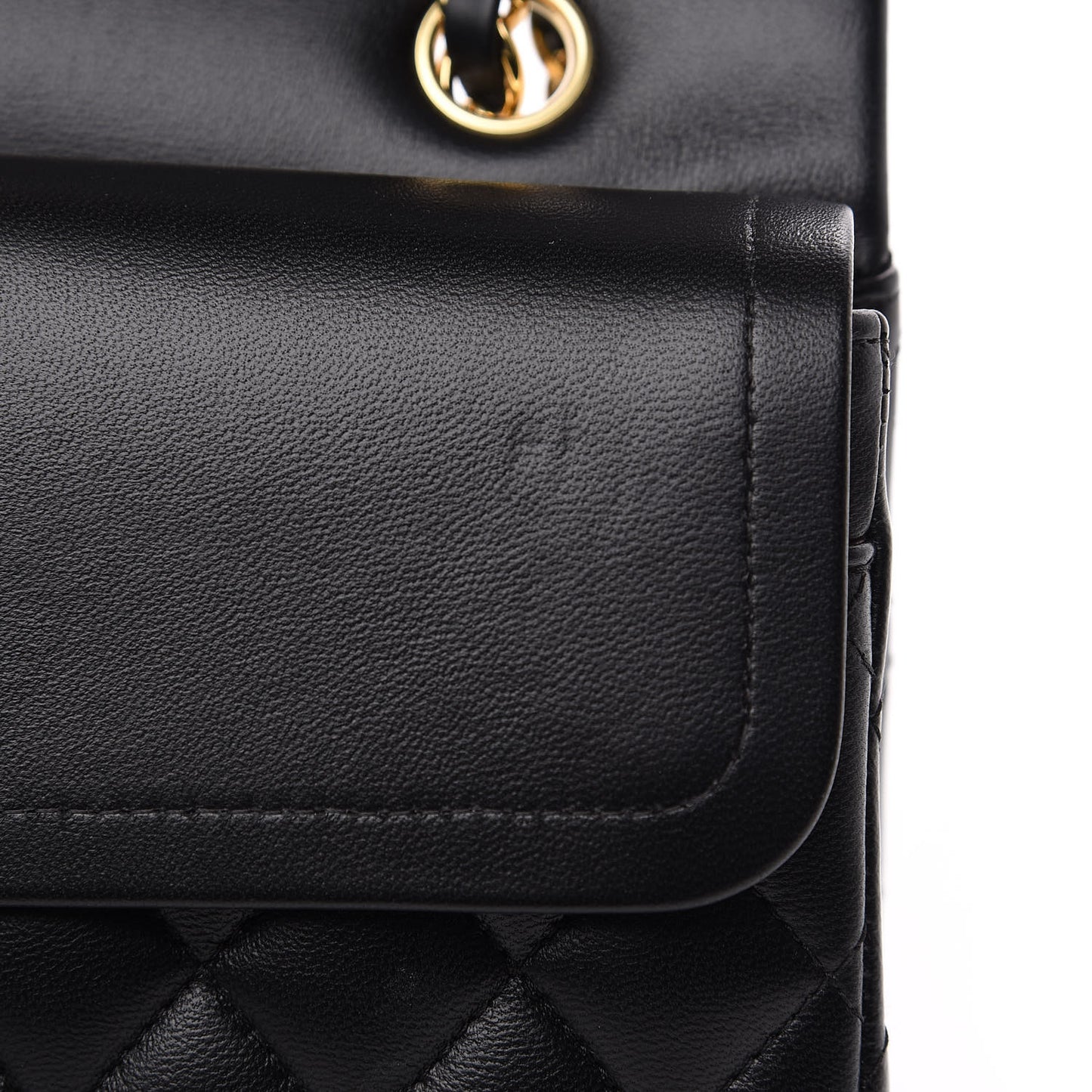 Lambskin Quilted Medium Double Flap Black