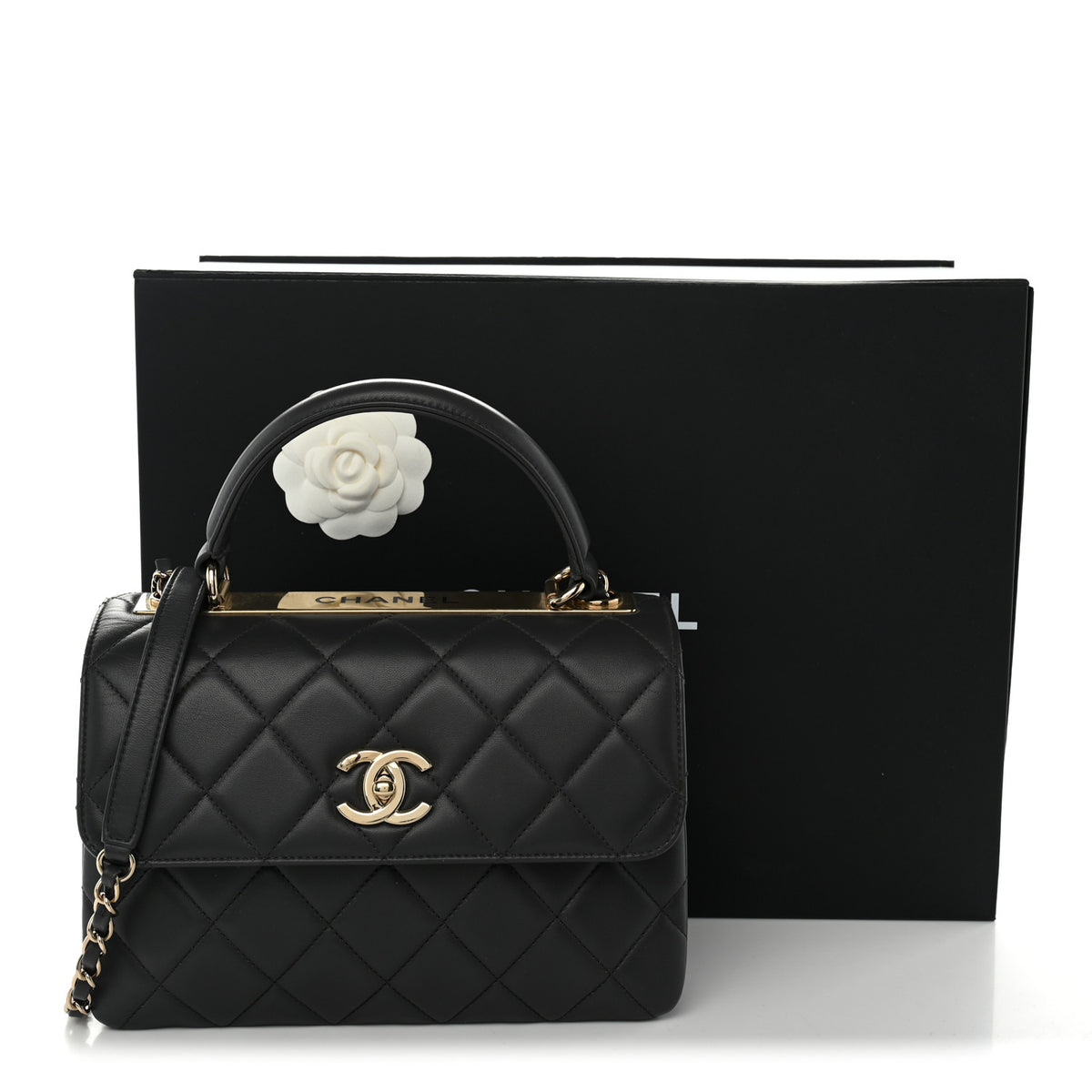 Lambskin Quilted Small Trendy CC Dual Handle Flap Bag Dark Grey
