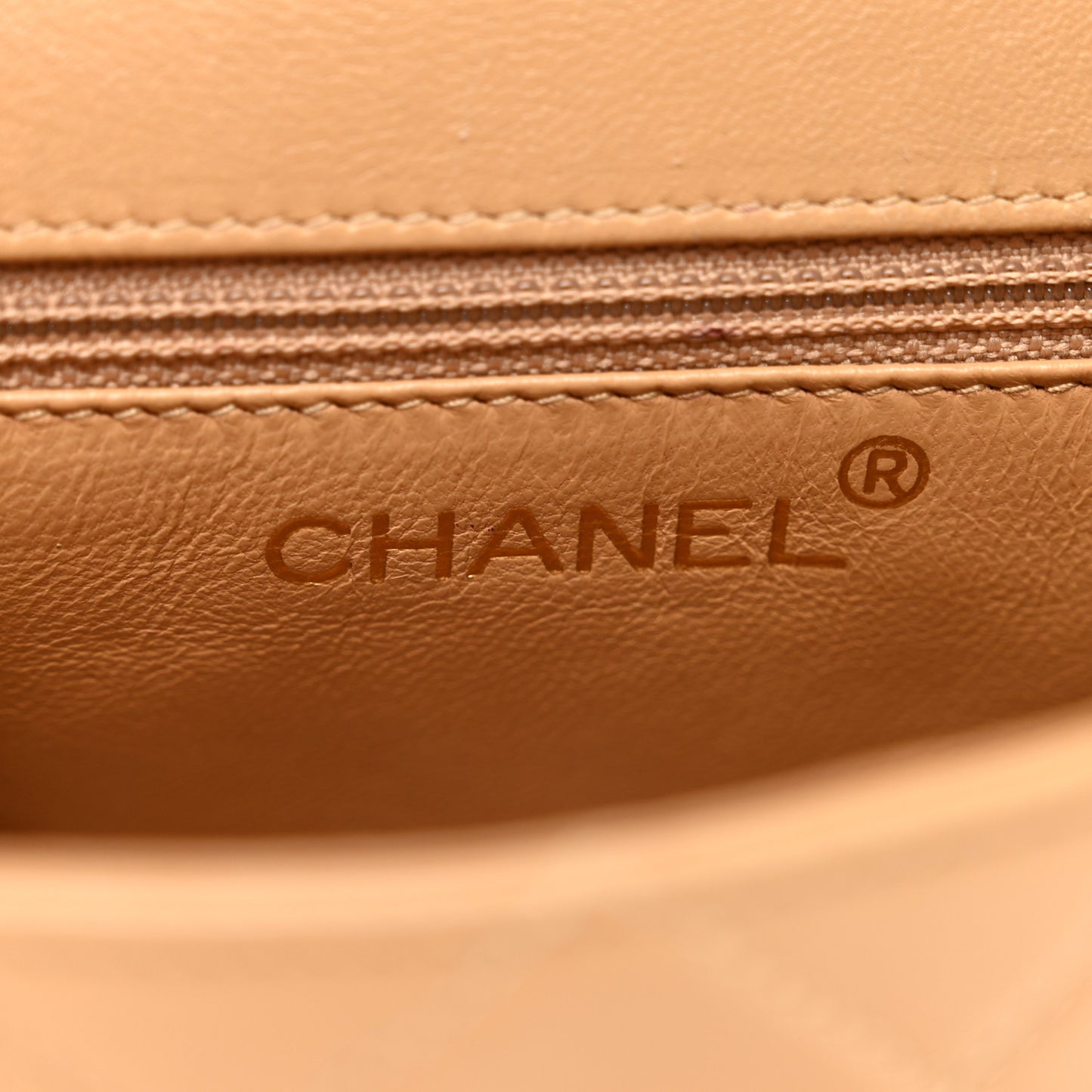 Lambskin Quilted Mini Camellia Flap Beige