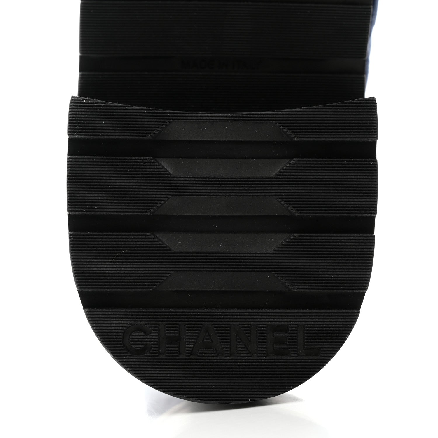 Chanel Shiny Calfskin Velvet Quilted Lace Up Combat Boots 38 Blue Black 8 of 8