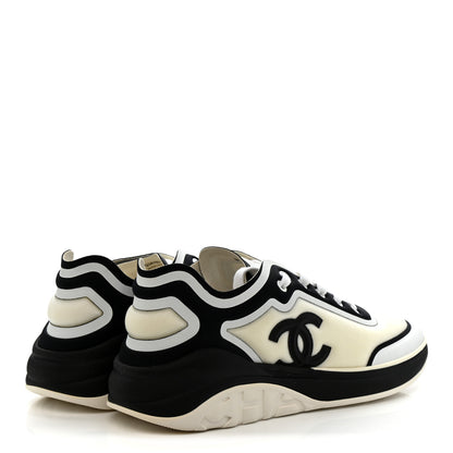 Chanel Lycra Womens CC Sneakers 39.5 White Black 5 of 9