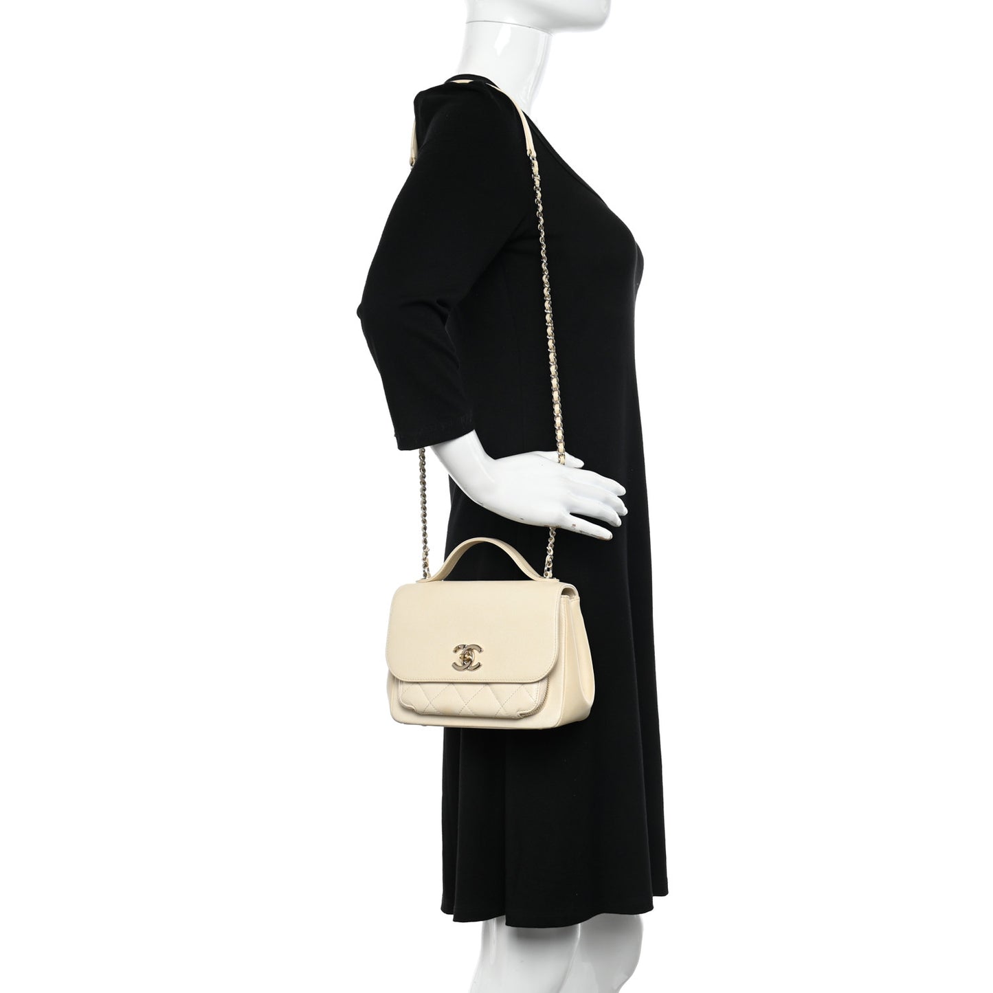Caviar Quilted Small Business Affinity Flap White
